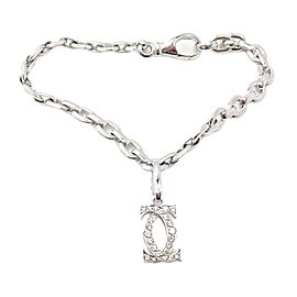 Cartier 18k White Gold Double C Diamond Penelope Charm Link Bracelet