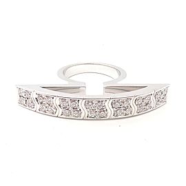 Piaget 18k White Gold Diamond Big Crest Edge Statement Ring sz 8