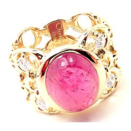 Christian Dior 18k Yellow Gold Diamond Large Pink Tourmaline Band Ring