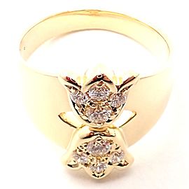 Rare! Authentic Christian Dior 18k Yellow Gold Diamond Flower Tulip Band Ring