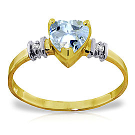 0.98 CTW 14K Solid Gold Ring Natural Aquamarine Diamond