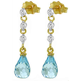 3.3 CTW 14K Solid Gold Queenie Blue Topaz Diamond Earrings