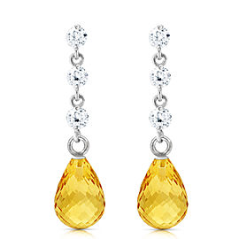 3.3 CTW 14K Solid White Gold I Surrender Citrine Diamond Earrings