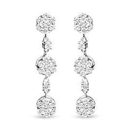 14K White Gold 2.00 Cttw Diamond Composite Cluster Floral Drop Earrings (I-J Color, I1-I2 Clarity)