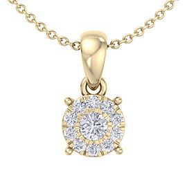 GLAM ® Classic halo pendant in 14K gold with white diamonds of 0.17 ct in weight