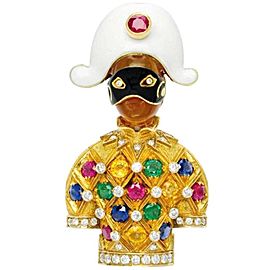 Nardi, Multi-Gem, Enamel and Gold Harlequin Clip Brooch