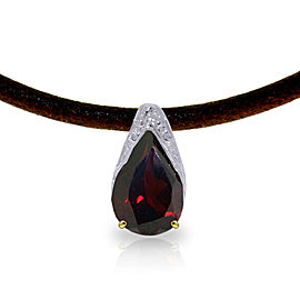 6 CTW 14K Solid Gold Leather Necklace Natural Garnet