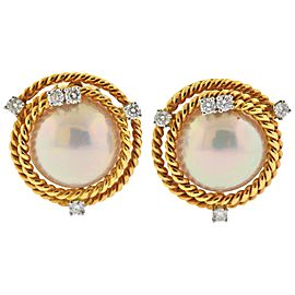 Tiffany & Co. Schlumberger Pearl Diamond Rope Gold Platinum Earrings