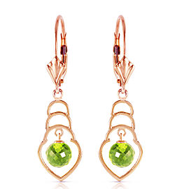 14K Solid Rose Gold Earrings with Natural Peridots