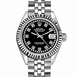 36mm Mens Rolex Datejust Stainless Steel with Black Dial