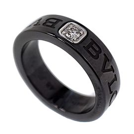 Bulgari Bvlgari Black Ceramic .05ctw Diamond Ring Size 8