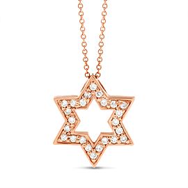 14k Rose Gold 0.19 Ct. Natural Diamond Small Star Of David Pendant