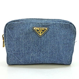 PRADA Denim Canvas Cosmetic Pouch