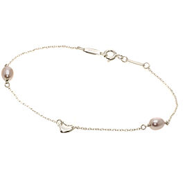 TIFFANY & Co 925 Silver Open Heart Pearl Bracelet QJLXG-1270