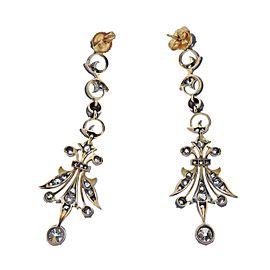 Silver Gold Diamond Long Drop Earrings