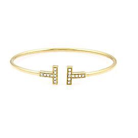 Tiffany T Wire Diamonds 18k Yellow Gold Flex Cuff Bangle Bracelet