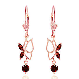 14K Solid Rose Gold Butterfly Earrings with Garnets