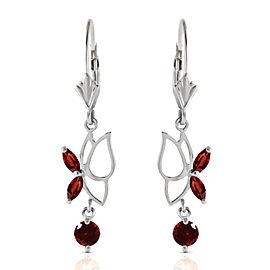 0.8 CTW 14K Solid White Gold Butterfly Earrings Garnet