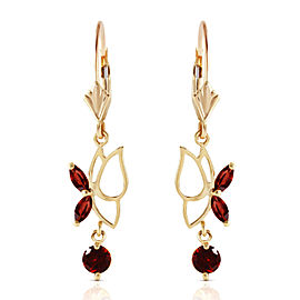 0.8 CTW 14K Solid Gold Butterfly Earrings Garnet