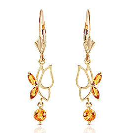 0.8 CTW 14K Solid Gold Flutter Fly Citrine Earrings