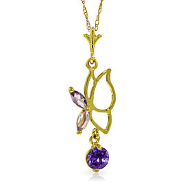 0.4 CTW 14K Solid Gold Flutter Fly Amethyst Necklace