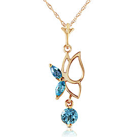 0.4 CTW 14K Solid Gold Flutter Fly Blue Topaz Necklace