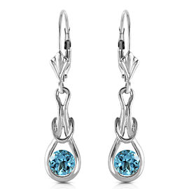 1.3 CTW 14K Solid White Gold Timeless Love Blue Topaz Earrings