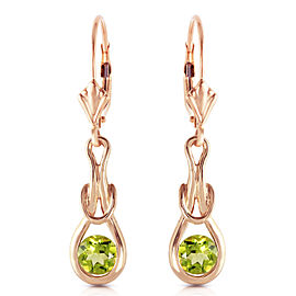 14K Solid Rose Gold Leverback Earrings with Natural Peridots