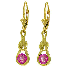 1.3 CTW 14K Solid Gold Leverback Earrings Natural Pink Topaz