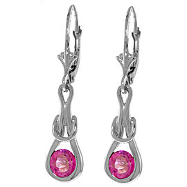 1.3 CTW 14K Solid White Gold Leverback Earrings Natural Pink Topaz