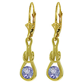 1.3 CTW 14K Solid Gold Leverback Earrings Natural Tanzanite