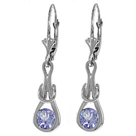 1.3 CTW 14K Solid White Gold Leverback Earrings Natural Tanzanite