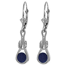 1.3 CTW 14K Solid White Gold Leverback Earrings Natural Sapphire