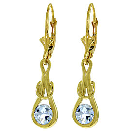 1.3 CTW 14K Solid Gold Leverback Earrings Natural Aquamarine