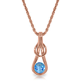 14K Solid Rose Gold Necklace with Natural Blue Topaz