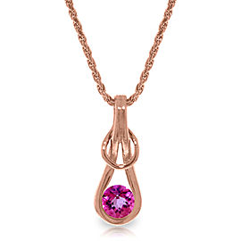 14K Solid Rose Gold Necklace with Natural Pink Topaz