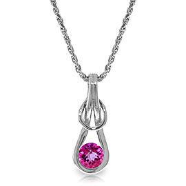 0.65 CTW 14K Solid White Gold Amethystong Other Faces Pink Topaz Necklace