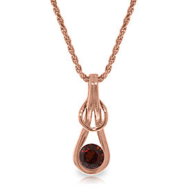 14K Solid Rose Gold Necklace with Natural Garnet