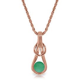 14K Solid Rose Gold Necklace with Natural Emerald