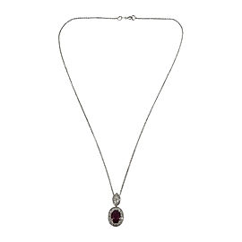 18K White Gold Ruby and Diamond Necklace