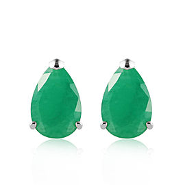 2 CTW 14K Solid White Gold Temptation Near Emerald Earrings