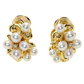 TASAKI 18K Yellow Gold Pearl Diamond Earring QJLXG-160