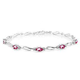 3.39 CTW 14K Solid White Gold Tennis Bracelet Pink Topaz Diamond