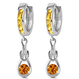 2 CTW 14K Solid White Gold Familiarity Citrine Earrings