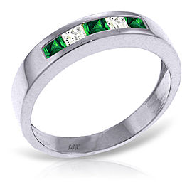 0.63 CTW 14K Solid White Gold Rings Natural Emerald White Topaz