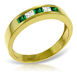 0.63 CTW 14K Solid Gold Rings Natural Emerald White Topaz