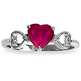 1.01 CTW 14K Solid White Gold Amethystong The Gifted Ruby Diamond Ring