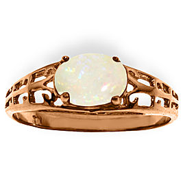 14K Solid Rose Gold Filigree Ring with Natural Opal