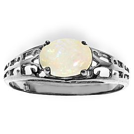 0.45 CTW 14K Solid White Gold Filigree Ring Natural Opal