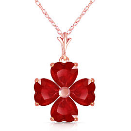 3.6 CTW 14K Solid Rose Gold Heart Cluster Ruby Necklace